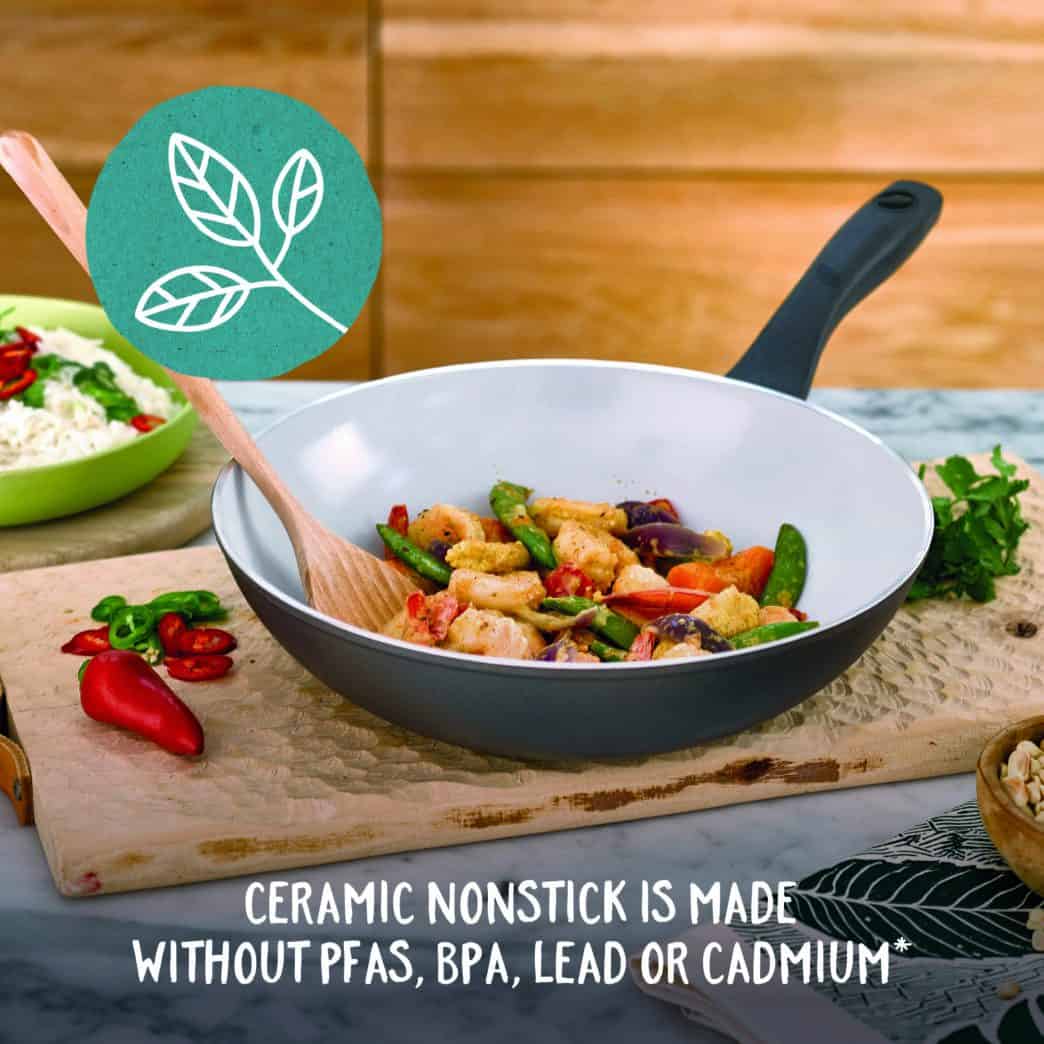 Ceramic non-stick is made without PFAS, BPA, Lead or Cadmium