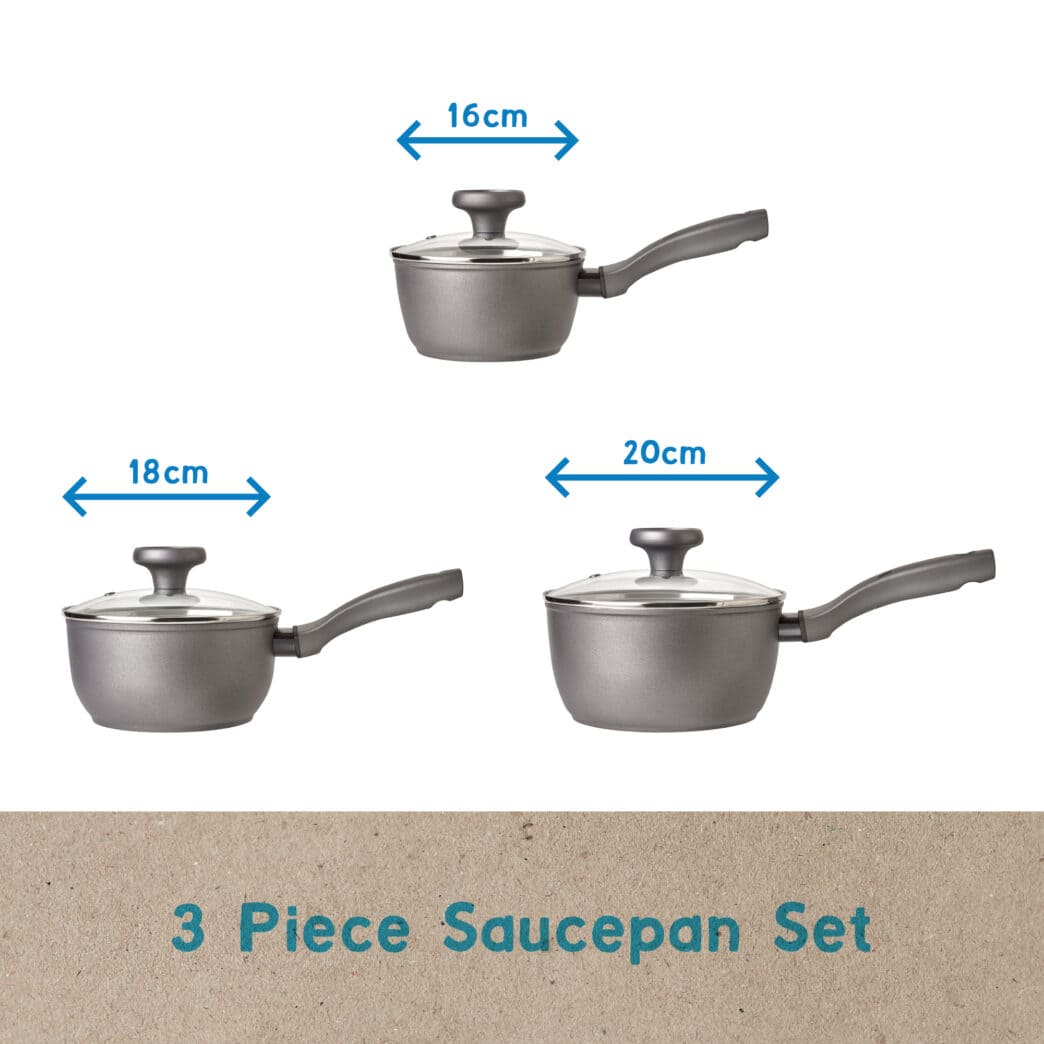 3 Piece Saucepan Set - Small, Medium and Large